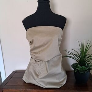 Dynamite Tube Top Gathered Women's Size XL Tan Khaki Twill Fitted NWT